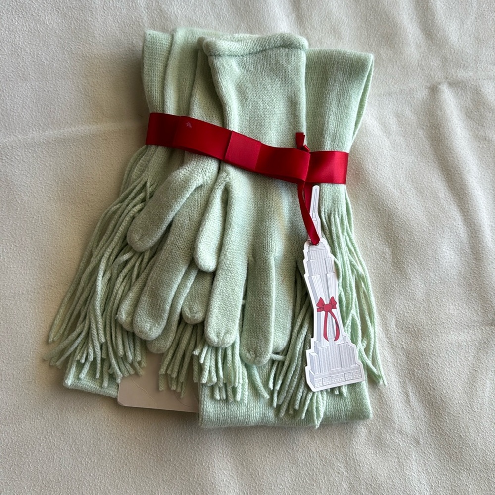 New York And Company Gloves & Scarf Set Light Green NEW With Tag